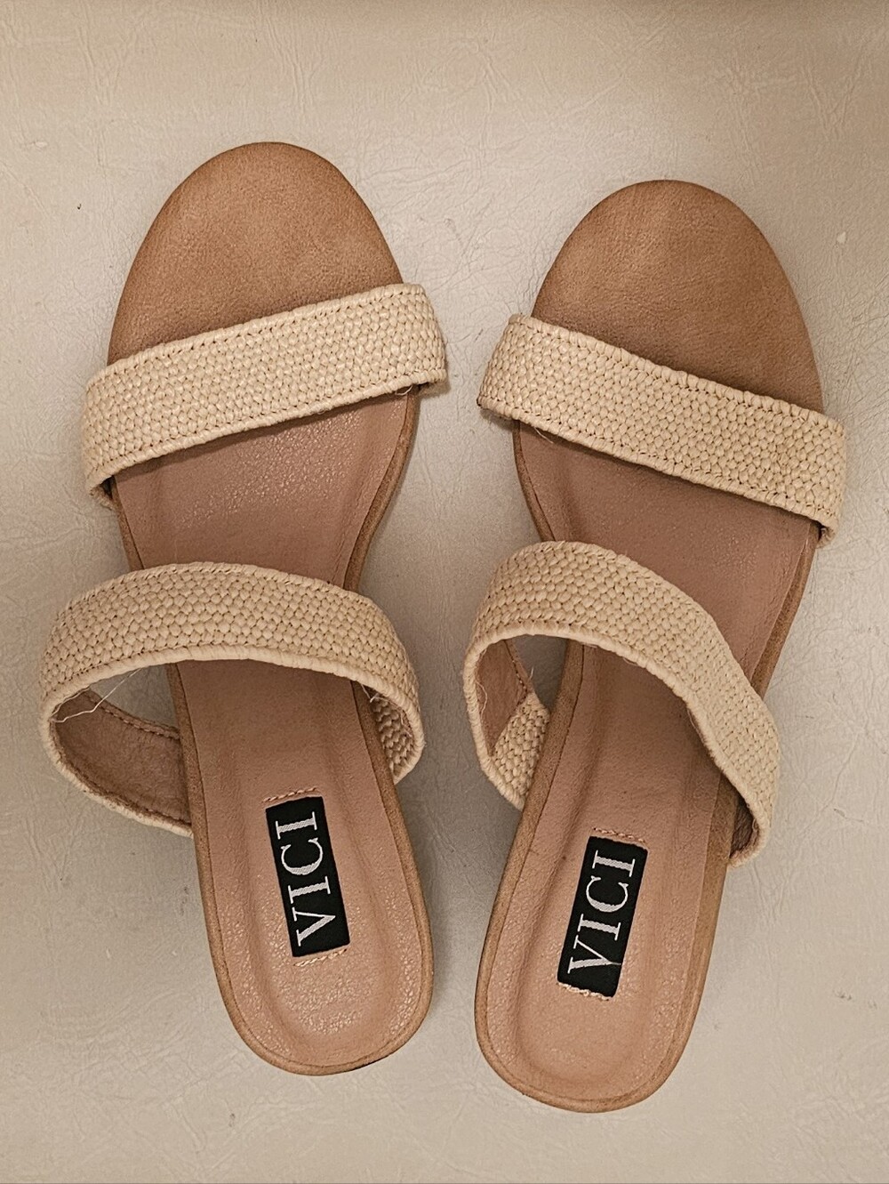 Vici Double Canvas Strap Block Women 8 Sandal
